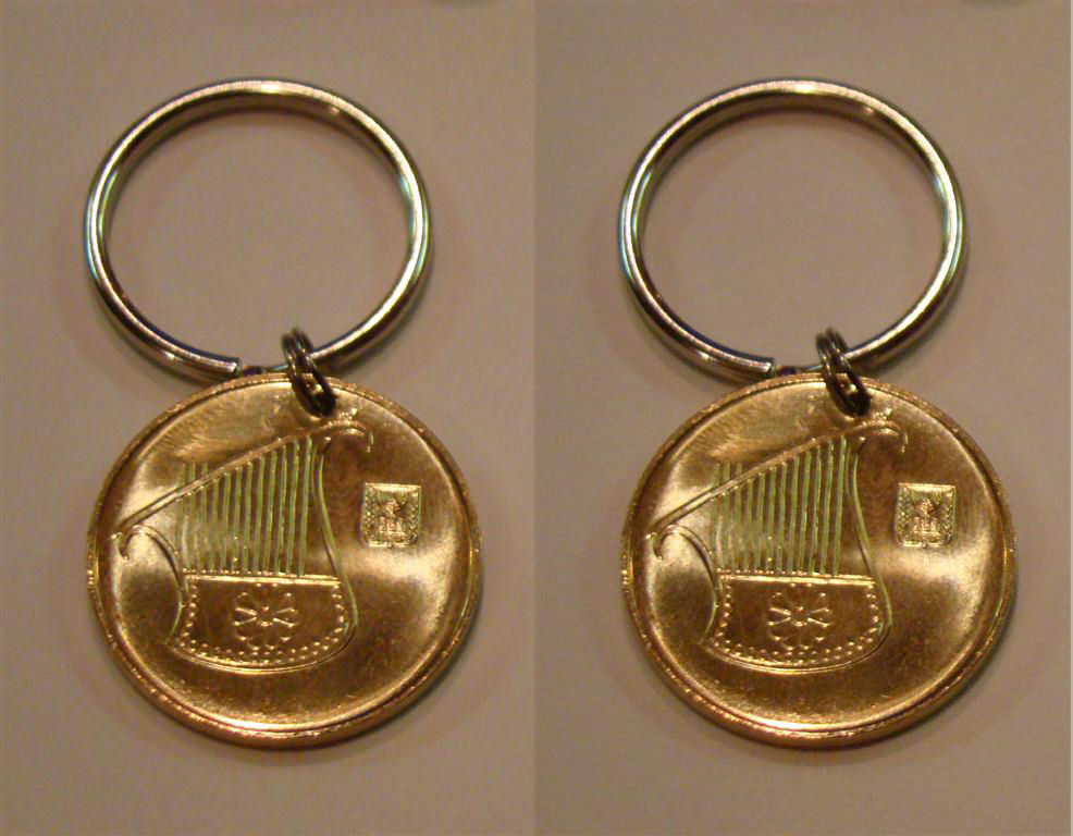 Half Shekel Key Ring of Modern Israeli 1 2 Sheqel Coin